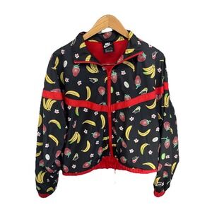 Nike Windbreaker Size Small Strawberry Banana Fruit Print Zippered Track Jacket